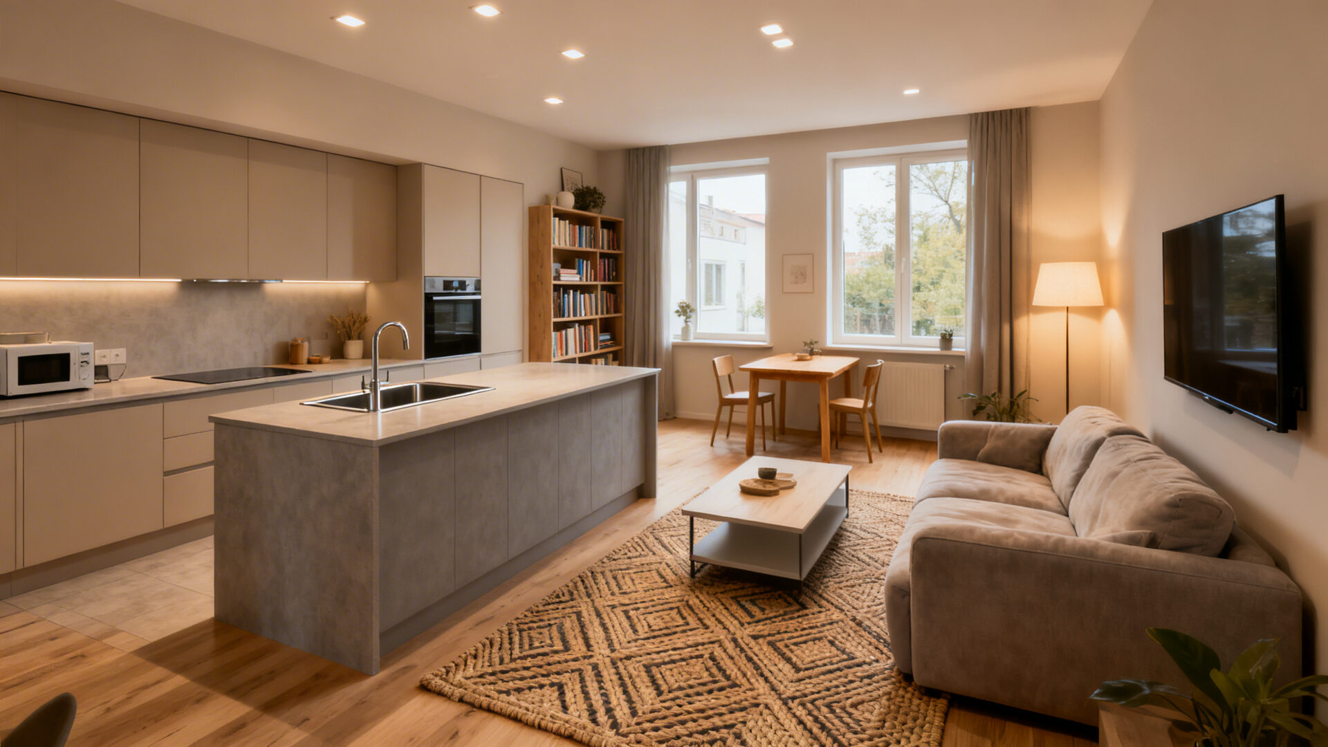 Aménager une cuisine ouverte sur salon de 25 m² pratique et chaleureuse